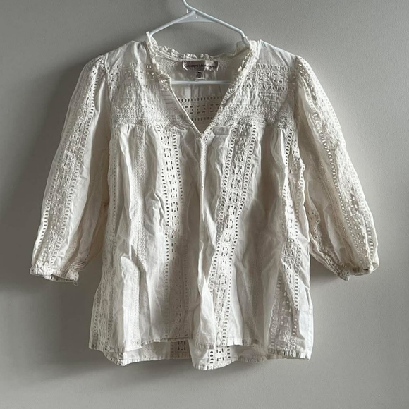 Catherine Malandrino Tops - Catherine Malandrino Ivory Eyelet Lace Blouse